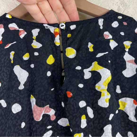 Ba&sh Tonya Gathered Printed Satin Jacquard Midi Dress in Black Spotted Size 2 - Picture 11 of 12